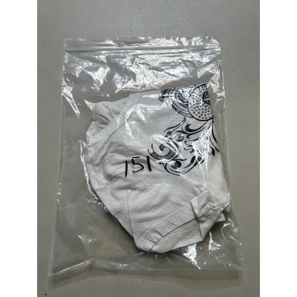 Vocal Women’s Fleur de Lis Rhinestone Long T-Shirt Made in USA White Size Medium - Picture 9 of 9